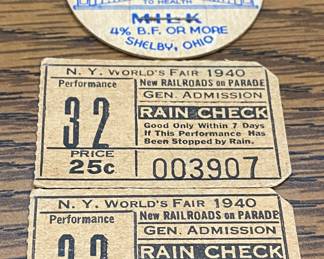 1940 World's Fair Rain Checks/Milk Caps