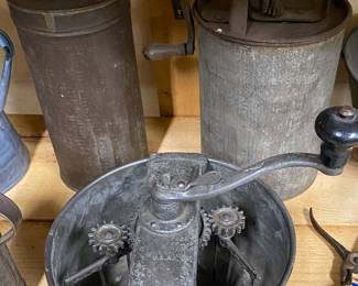 Old Ice Cream Freezers and Kitchenware