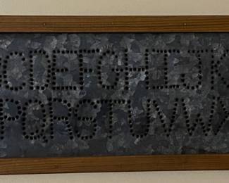 Framed Punch Tin Alphabet