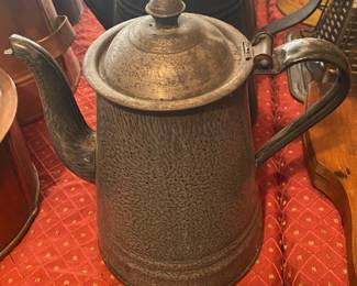 Grey Enamelware Coffee Pot
