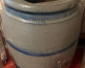 Early Cobalt Decorated and Banded Two Gallon Crock