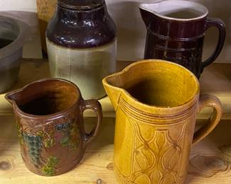 Stoneware Pitchers and Canning jar