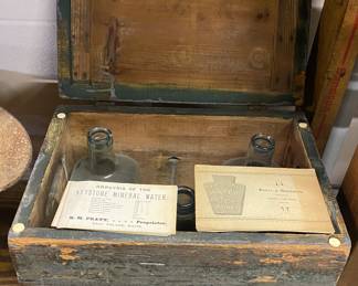 Early Wooden Crate with Keystone Mineral Water Bottles from Maine  