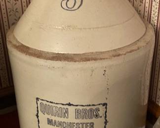 5 Gallon Quirin Brothers Stoneware Jug Manchester N.H.