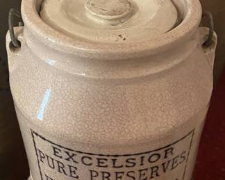 Excelsior Pure Preserves Crock H.A. Johnson Boston, Mass.