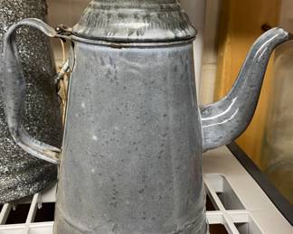 Grey Enamelware Coffee Pot