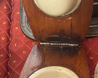 Primitive Wooden and Enamel Squeezer 