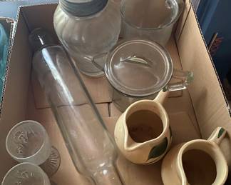 Glass Rolling Pin Bottle/ Iris and Herringbone/Vintage Kitchen