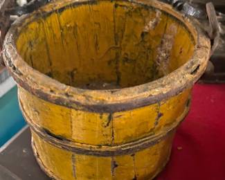 Small Yellow Paint Wooden Bucket