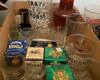 Whiskey Advertising Glasses and Bottles
