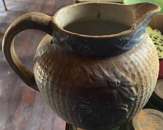 Blue and Grey Stoneware Pitcher