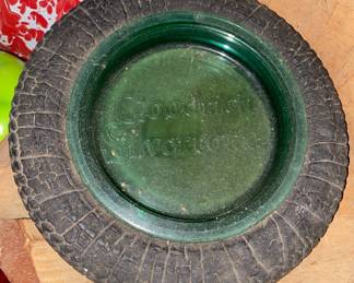 Green Depression Glass Goodrich Tire Ashtray