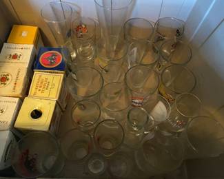 Assorted Beer Advertising Glasses