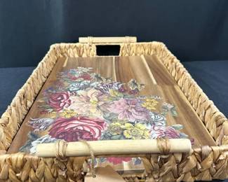 LARGE WICKER FLORAL TRAY