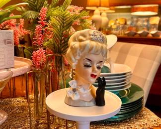 Vtg. Enesco Lady Head Vase 