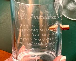 Lucky Shot - 2nd Amendment etched glass w/bullet