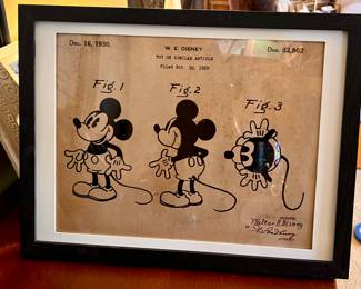 Vtg. Mickey Mouse Toy Patent - W. E. Disney "Toy or Similar Article" - Filed Oct. 30th 1929 - Inventor Walter E. Disney 