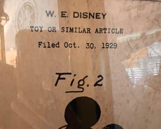 Vtg. Mickey Mouse Toy Patent - W. E. Disney "Toy or Similar Article" - Filed Oct. 30th 1929 - Inventor Walter E. Disney 
