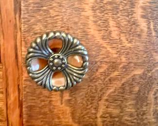 Stunning Vtg 19th Century Tiger wood dresser w/mirror  - door pull 