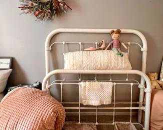 Vtg. Cast iron full size bed frame 