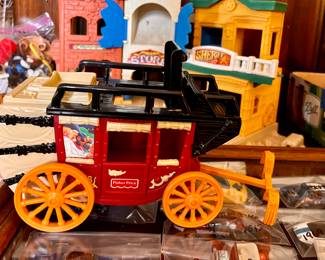 Fisher Price Hotel, Bank, General Store, Sheriff w/stage coach, and accessories 