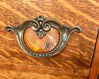 Stunning Vtg 19th Century Tiger wood dresser w/mirror  - drawer pulls