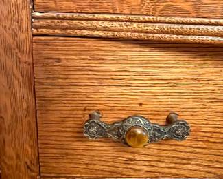 Stunning 2 pc. Vtg 19th Century oak buffet cabinet 