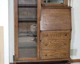 Antique Side by Side Bookshelf Secretary Desk