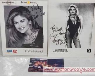 Autographs. Morgan Fox and Kathy Ireland.