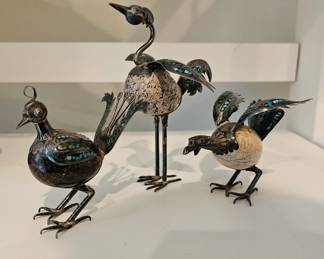 Mexico silver & stone birds 