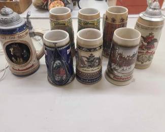 #1128 • (7) Budweiser Steins and (1) Budweiser Stein Nightlight

