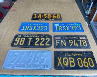 #6524 • 7 California License Plates with One Pair

