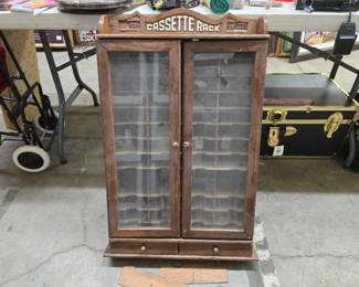 #1608 • Vintage Wooden Cassette Rack

