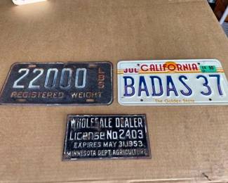 #6512 • 2 License Plates and 1 Plate
