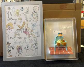 #10374 • Virgil Ross Looney Tunes Hand Sketches & Sitting Duck Art By Bedard 86/350
