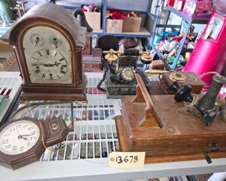 #13678 • 2 Vintage Clocks & 3 Vintage Telephone
