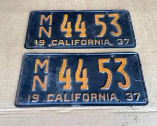 #6528 • Pair of 1937 California License Plate
