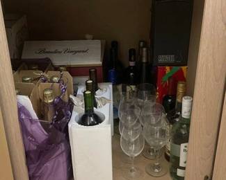 #50128 • Decorative Liquor Wine and Champagne Bottles with Wine Glasses
