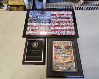 #1944 • License Plates Photo of the American Flag White House Plaque and Route 66 Plaque
