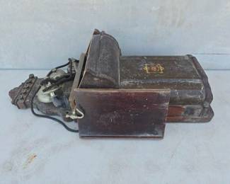 #13006 • Vintage Danish Wooden Wall Telephone
