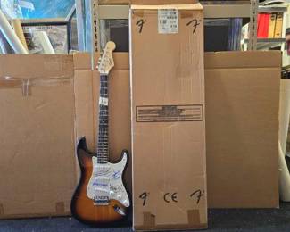 #10506 • Crosby Stills Nash & Young Autographed Fender Squier Bullet Electric Guitar
