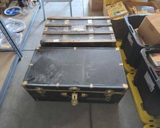 #12150 • (2) Vintage Wooden Trunks
