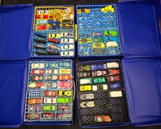 #10738 • (4) Hot Wheels Car Carry Cases with Vintage Cars
