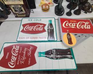 #1016 • (3) Coca-Cola Tin Signs
