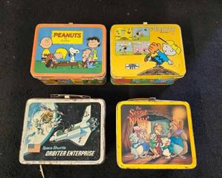 #10416 • 4 Vintage Metal Lunch Boxes
