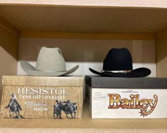 #50052 • 2 Resistol XXX and 4X Beaver Cowboy Hats
