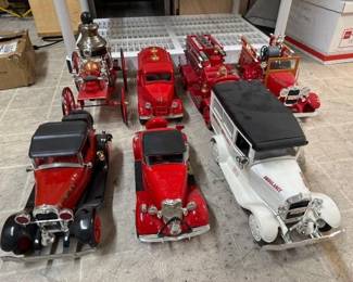 #50600 • (6) fire Department Cars/truck Decanters (1) Emergency Ambulance Decanters

