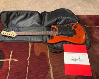 #60874 • Autographed Fender Squier Bullet Strat Electric Guitar with Case

