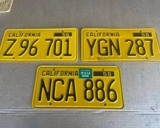 #6540 • Three 1956 California License Plates
