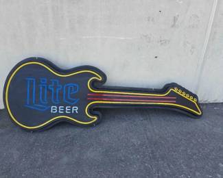 #12230 • Vintage Miller Lite Guitar Neon Sign
